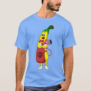 T-shirt Banana en coiffeur avec sèche-cheveux