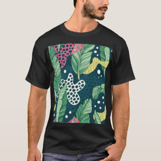 T-shirt Banana feuilles abstraits, couleurs tendance