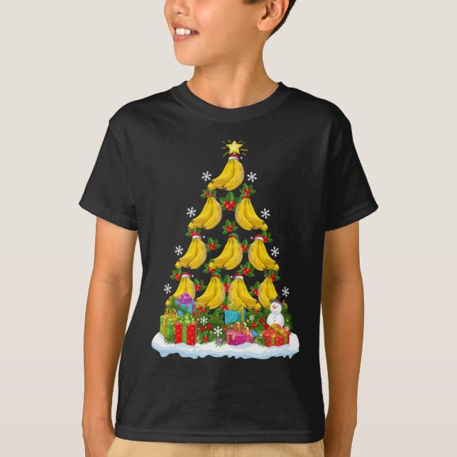 T-shirt Banana Fruit Xmas Arbre Éclairage Père Noël Banana (Devant)