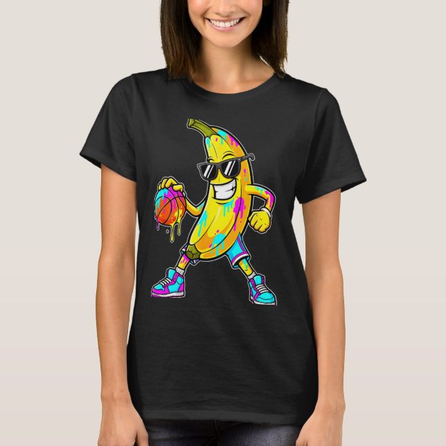 T-shirt Banana Funny Basketball Drip Kids Youth Boys Girls (Devant)