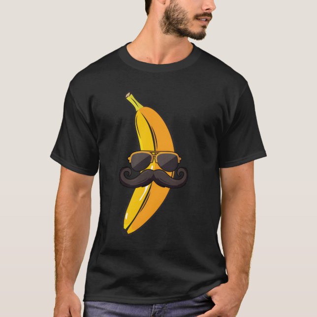 T-shirt Banana Mustache Sunglasses Face Fruit Banana (Devant)