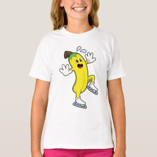 T-shirt Banane au patinage sur glace avec patins sur glace