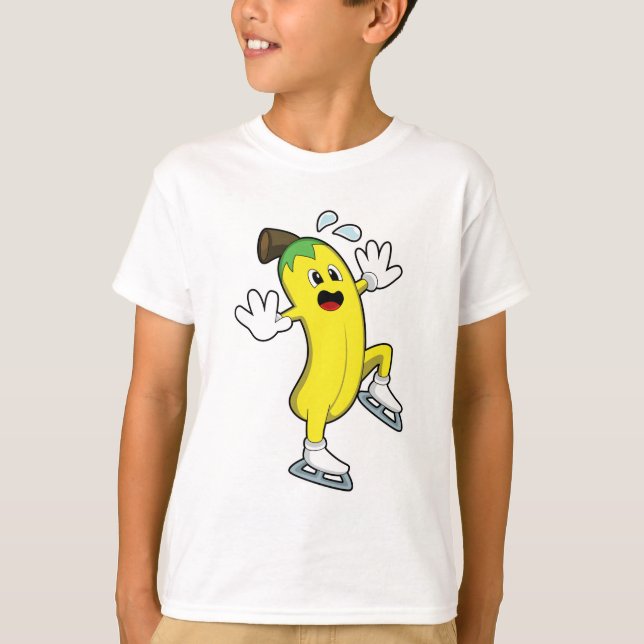 T-shirt Banane au patinage sur glace avec patins sur glace (Devant)