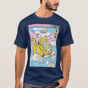 T-shirt Banane avec Lait Carton Surf Japon Waves Kawaii