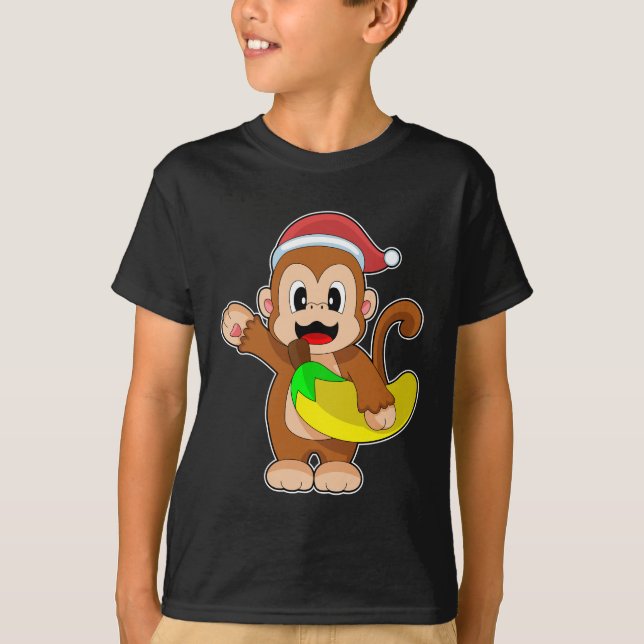 T-shirt Banane de Noël de singe (Devant)