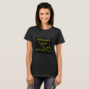 T-shirt Bananes et pommes design fun type noir jaune