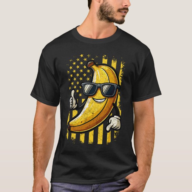 T-shirt Bananes graphiques Nom fier Drapeau rétro américai (Devant)