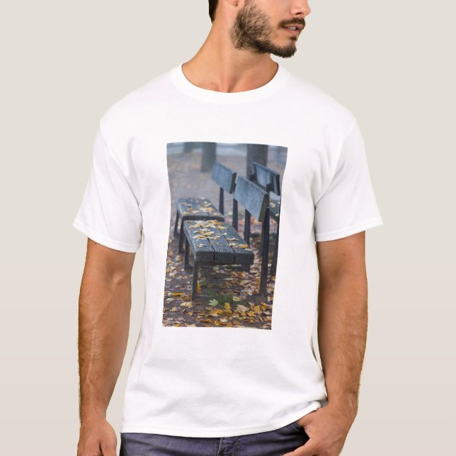 T-shirt Banc de parc du matin de Foggy, Allemagne (Devant)