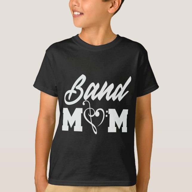 T-shirt Band Mom Heart Treble Clef and Bass Clef Funny (Devant)