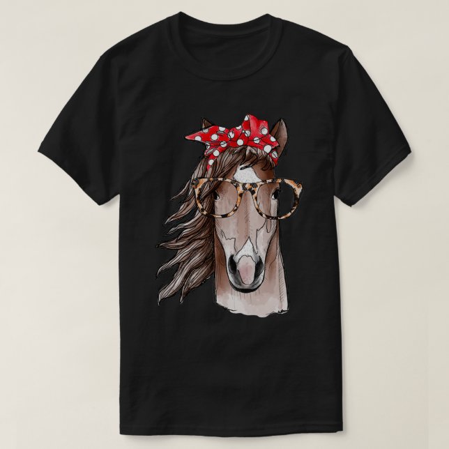 T-shirt bandana à cheval et lunettes (Design devant)