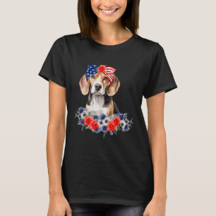 T-shirt Bandana drapeau américain pour chien Beagle 4 juil
