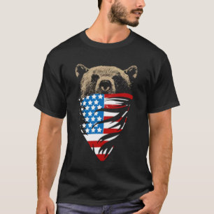 T-shirt bandanna patriotique d'ours gris de drapeau
