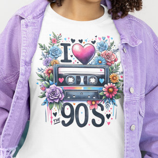 T-shirt Bande de cassette rétro des années 90 vintage, flo