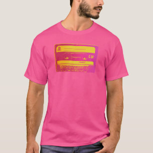 T-shirt Bande de cassette rose et jaune rétro