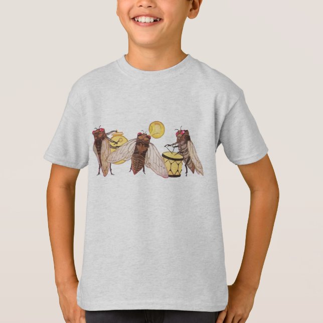 T-shirt Bande de cigale avec le gong, la trompette et le (Devant)