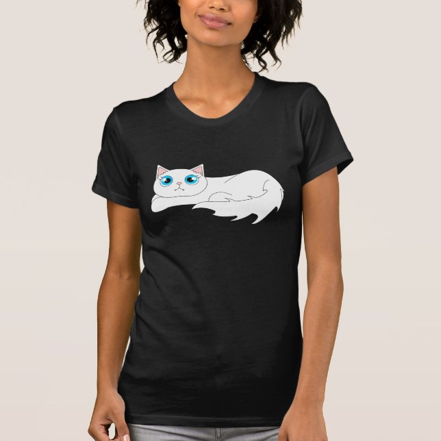 T-shirt Bande dessinée blanche mignonne de chat de Ragdoll (Devant)