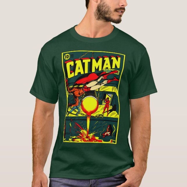 T-shirt bande dessinée Cat-Man des années 1940 (Devant)