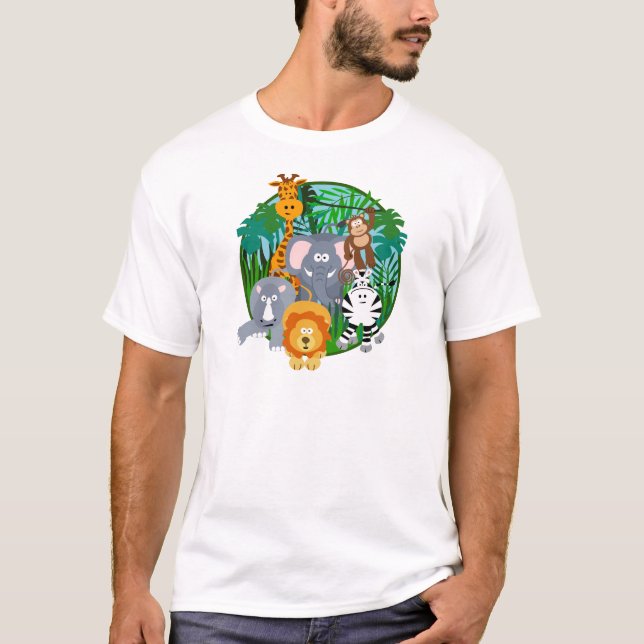 T-shirt Bande dessinée d'animaux de safari (Devant)