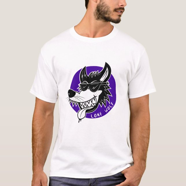 T-shirt Bande dessinée de loup solitaire de Howlin (Devant)