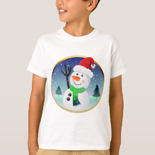 T-shirt Bande dessinée de Père Noël de bonhomme de neig