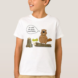 T-shirt Bande dessinée de rotation en bois drôle de castor