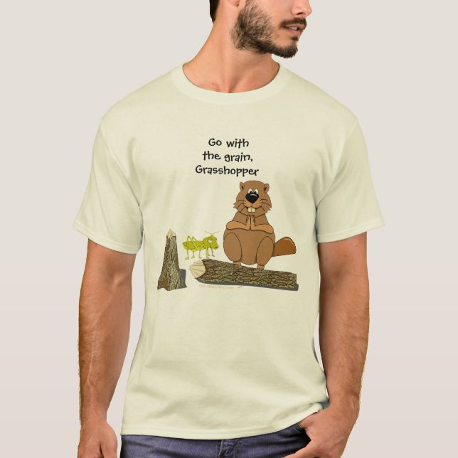 T-shirt Bande dessinée de rotation en bois drôle de castor (Devant)