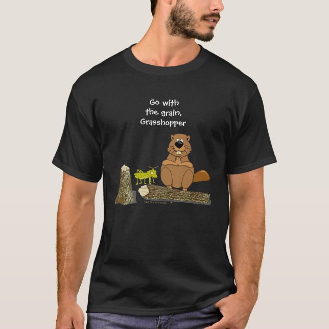 T-shirt Bande dessinée de rotation en bois drôle de castor (Devant)