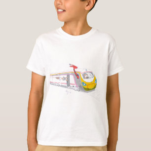 T-shirt bande dessinée de train à grande vitesse et gira