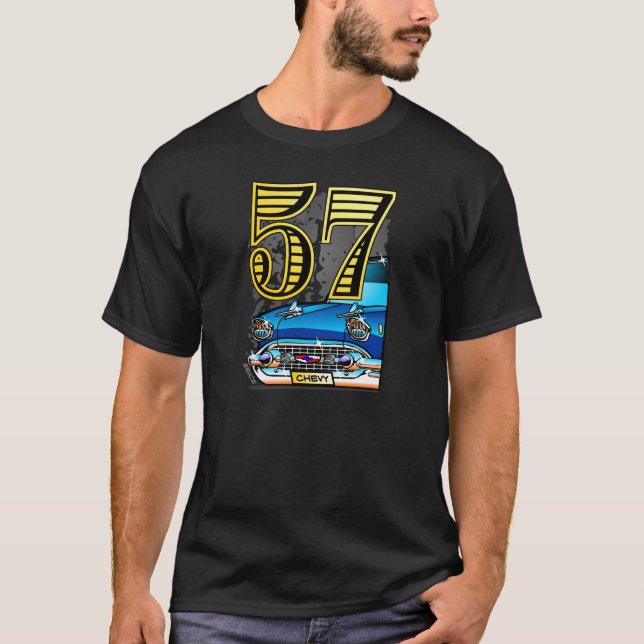 T-shirt Bande dessinée de voiture de 57 Chevy (Devant)