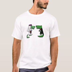 T-shirt Bande dessinée drôle de jeunes mariés d'alligator