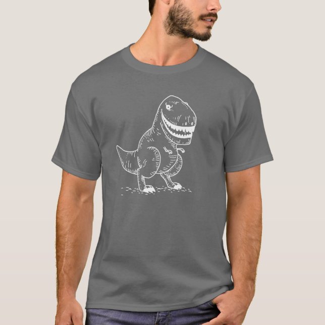 T-shirt Bande dessinée fraîche moyenne du dinosaure T Rex (Devant)