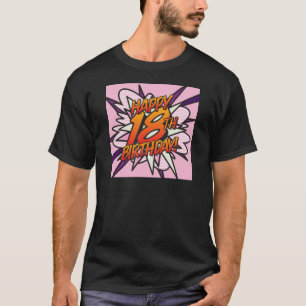 T-shirt Bande dessinée HEUREUX 18E ANNIVERSAIRE!rose
