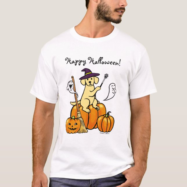 T-shirt Bande dessinée jaune 2 de Halloween Labrador (Devant)