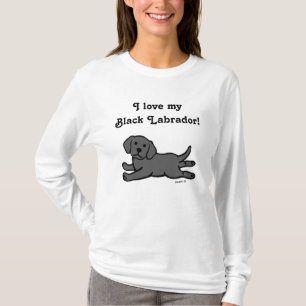 T-shirt Bande dessinée noire de chiot de Labrador