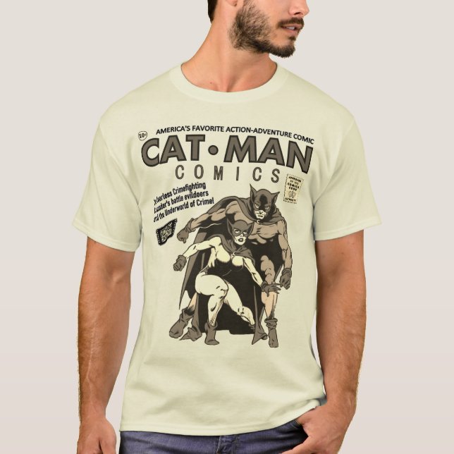 T-shirt bande dessinée pour homme de chat classiqu (Devant)