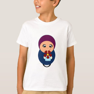 T-shirt Bande dessinée pourpre de hijabi de hijab de