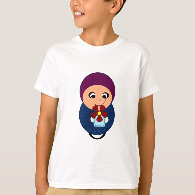 T-shirt Bande dessinée pourpre de hijabi de hijab de (Devant)