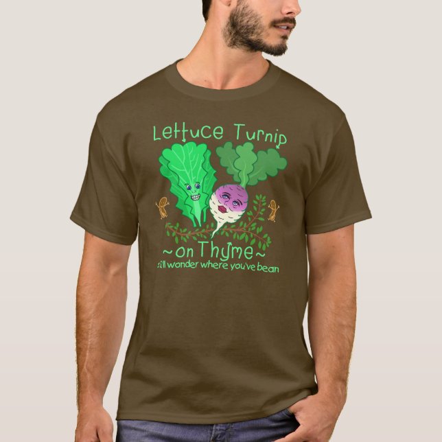T-shirt Bande dessinée végétale de calembour de laitue de (Devant)
