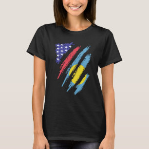 T-shirt Bandes de drapeau de coeur cultivé de patriote amé