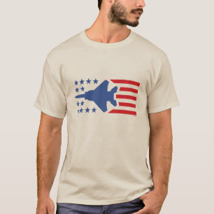 T-shirt Bannière étoilée bleue rouge d'avion de chasse