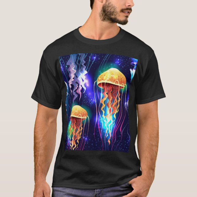 T-shirt Bannière horizontale de méduse sous-marine (Devant)