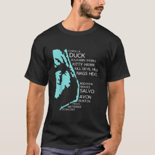 T-shirt Banques extérieures Caroline du Nord T Carte des