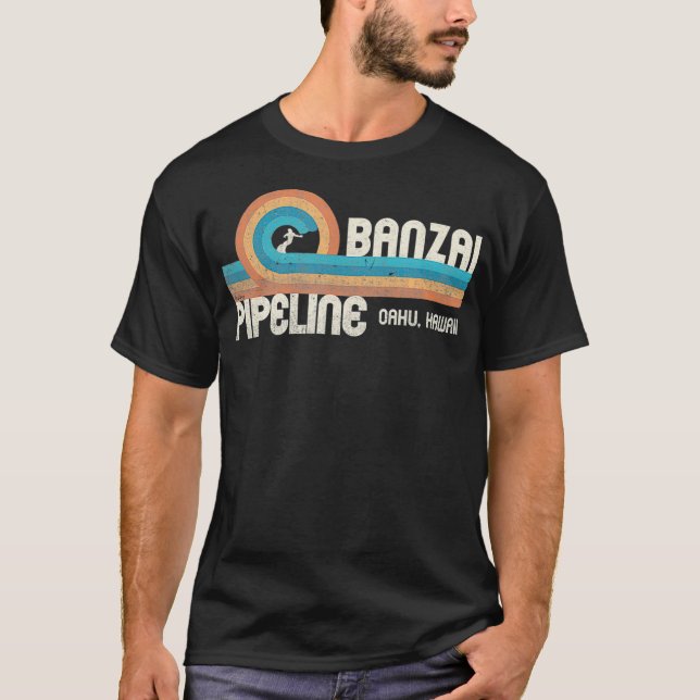 T-shirt Banzai Pipeline 80s Graphic North Shore Hawaii (Devant)