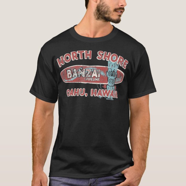 T-shirt Banzai Pipeline Surfer main tiré Surf rétro (Devant)
