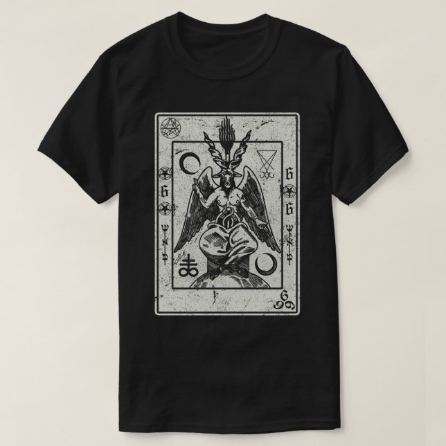 T-shirt Baphomet Occulte Satan Tête de chèvre Diable Carte (Design devant)