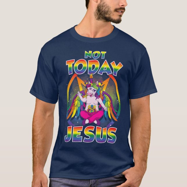 T-shirt Baphomet Sigil Pas aujourd'hui Jésus Satanic Unico (Devant)