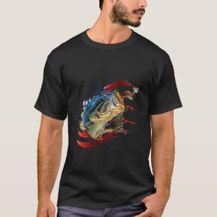 T-shirt Bar Bass Drapeau Américain Confortable Pêche
