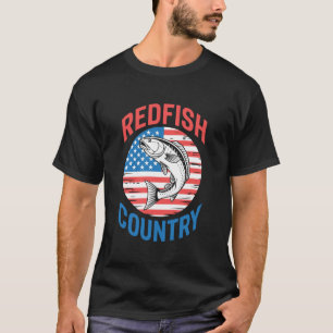 T-shirt Bar rayé rouge américain et liberté - pêche en eau