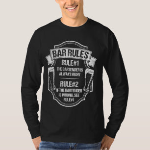 T-shirt Bar Rules Boisson Club Bar Alcohol Bartender Party