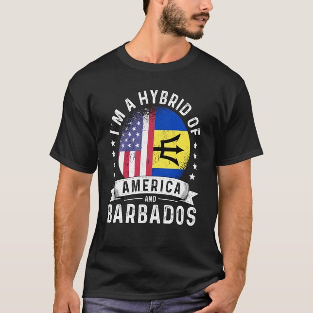 T-shirt Barbadian American Patriot Grown  Flag Humor (Devant)